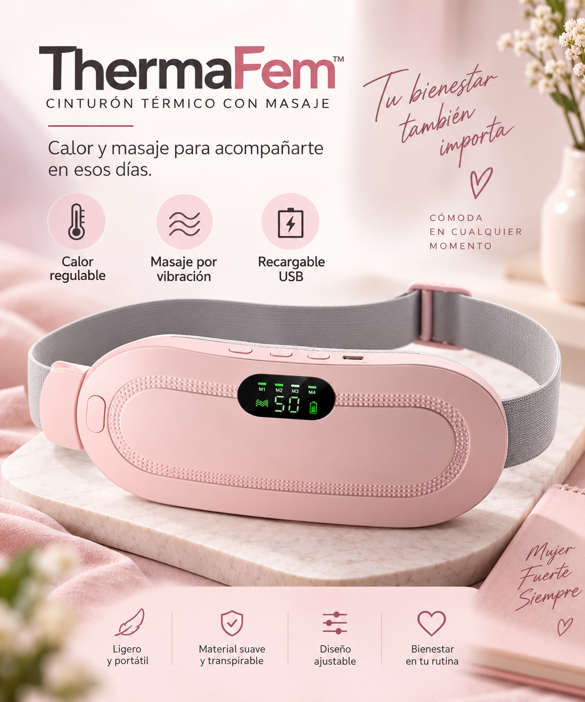ThermaFem™ – Cinturón Térmico con Masaje