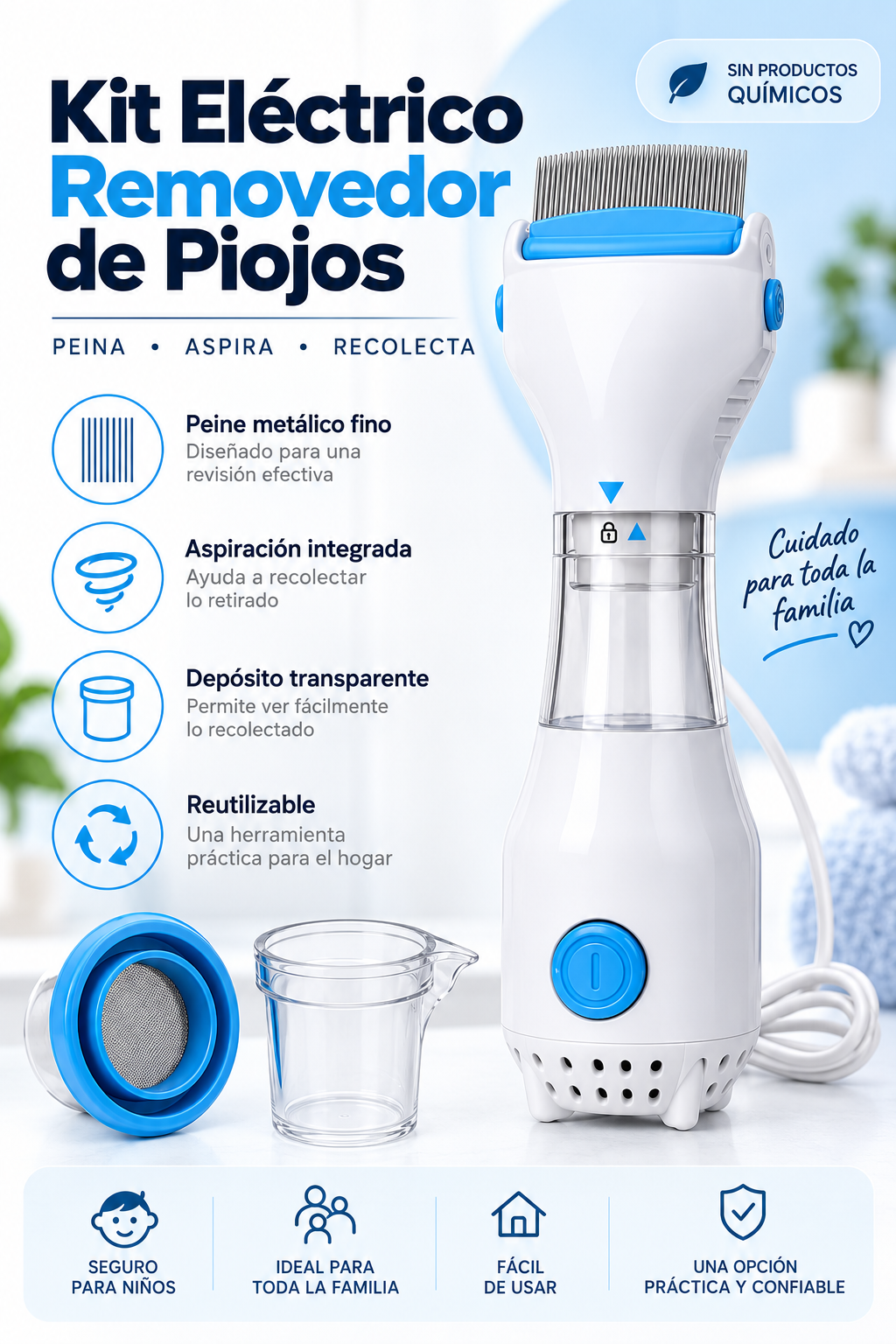 LiceClean™ | Removedor Eléctrico de Piojos con Aspiración