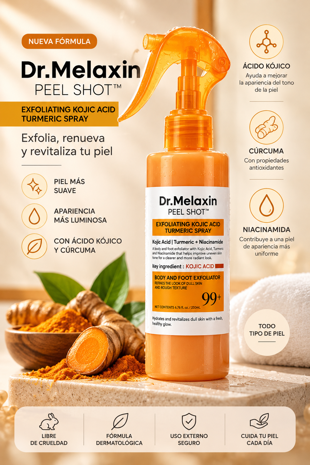 Kojic Glow™ | Exfoliante Corporal con Ácido Kójico y Cúrcuma