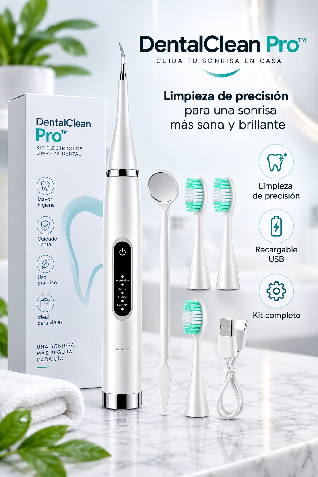 DentalClean Pro™ – Kit Eléctrico de Limpieza Dental
